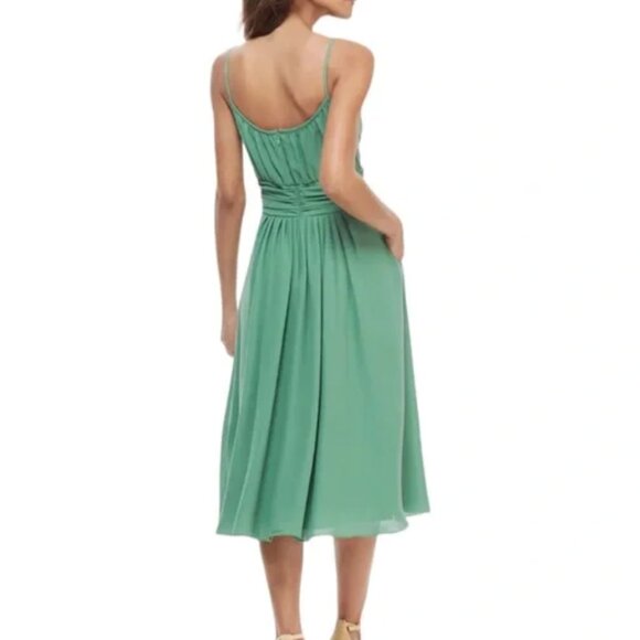 NWOT Gal Meets Glam Elsie Double Front Bow Midi Dress - Picture 2 of 8